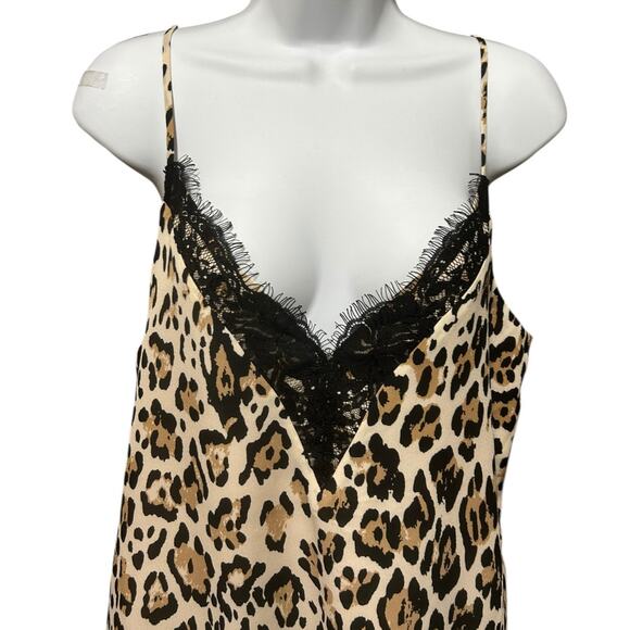 Y2K Socialite Women Babydoll Cami Top L Animal Print Lingerie‎ Lined Lace Trim - Picture 7 of 8